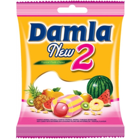 Cukríky Damla červený melón a tropické ovocie