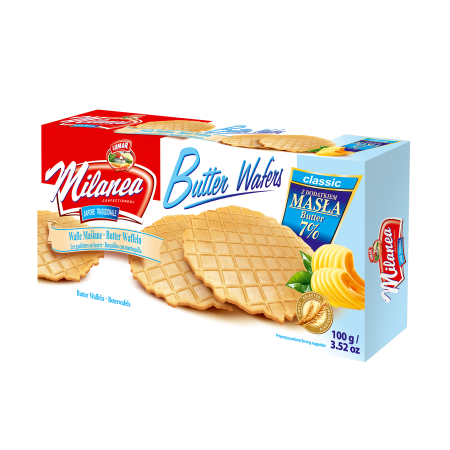 Krehké oplátky so 7 % masla.